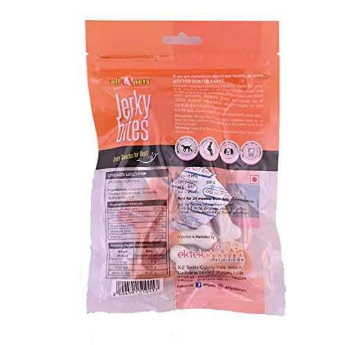 All4pets Jerky Bites Chicken Lollypop Chicken Flavour-100gm(for Dogs) all4pets