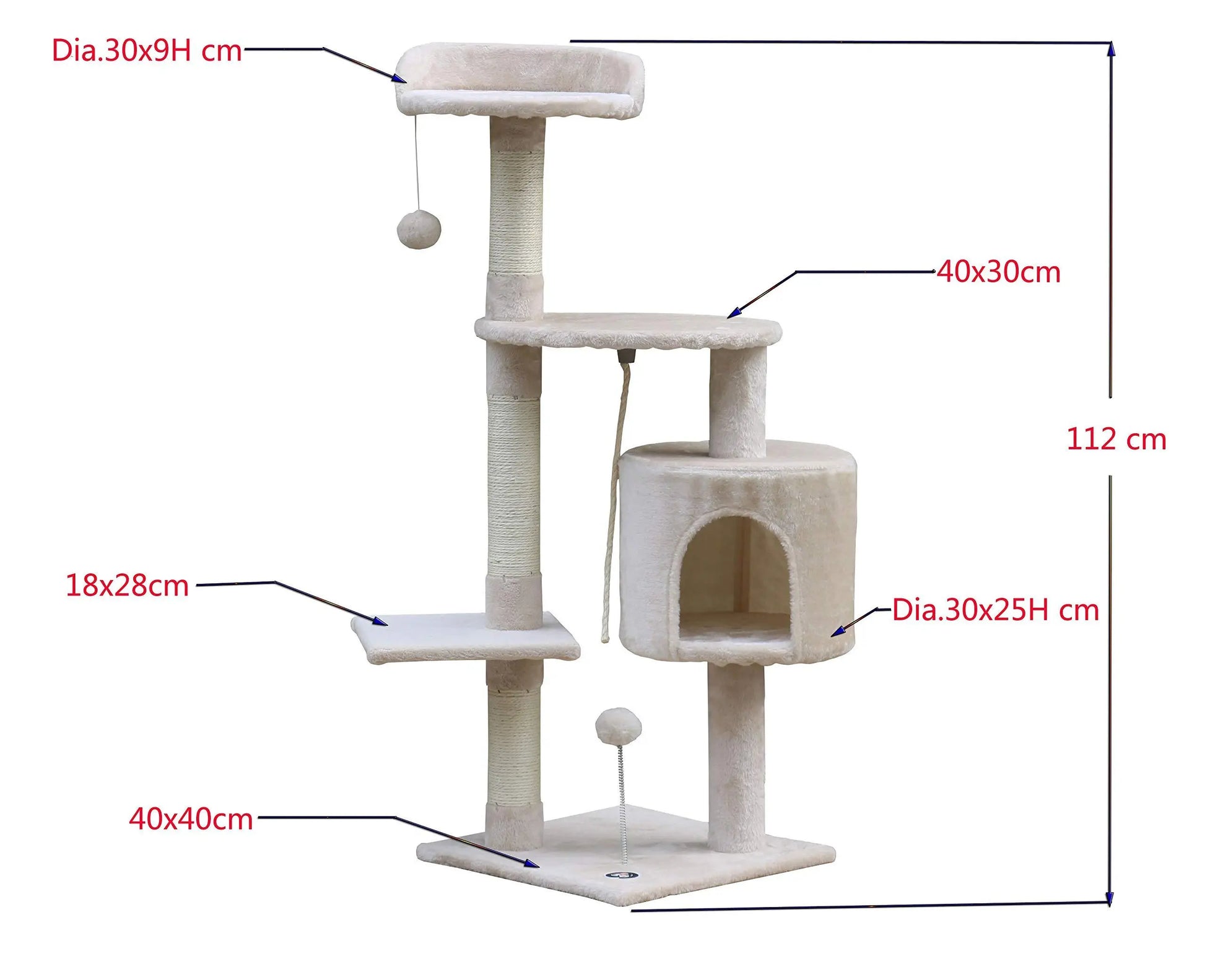 Callas RioAndMe Cat Tree Toy with 4 Platforms Rope and Scratching Post (Beige, 44 Inches , Cat4711W) Amanpetshop