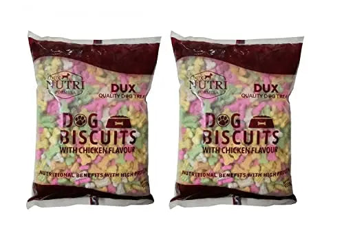 DUX Dog Biscuits Real Chicken Colorful Biscuits,Each Pack of 900g Pack of 2 DUX NUTRI FORMULA