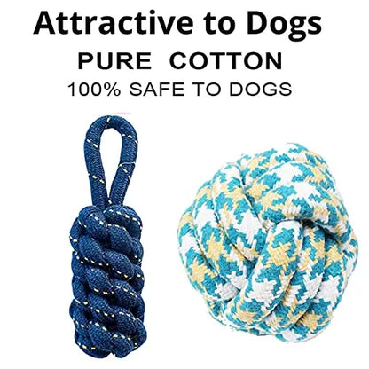 Dog Toys + Dog Chew Toys + Puppy Teething Toys + Rope Dog Toy + Dog Toys for Small to Medium Dog Toys + Dog Toy Pack + Tug Toy + Dog Toy Set + Washable Cotton Rope for Dogs (5 Pack) Amanpetshop-