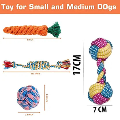 Dog Toys + Dog Chew Toys + Puppy Teething Toys + Rope Dog Toy + Dog Toys for Small to Medium Dog Toys + Dog Toy Pack + Tug Toy + Dog Toy Set + Washable Cotton Rope for Dogs (5 Pack) Amanpetshop-