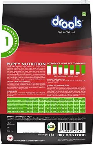 Drools 100% Vegetarian Puppy Dog Food, 3kg Amanpetshop