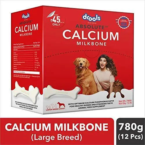Drools Absolute Calcium Milk Bone, Dog Supplement for Large Breed Dogs, 12 Pieces, 720g Amanpetshop