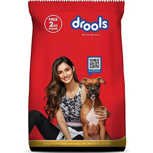 Drools Chicken and Egg Adult Dog Food, 20 kg (+2 kg Free Inside) Amanpetshop
