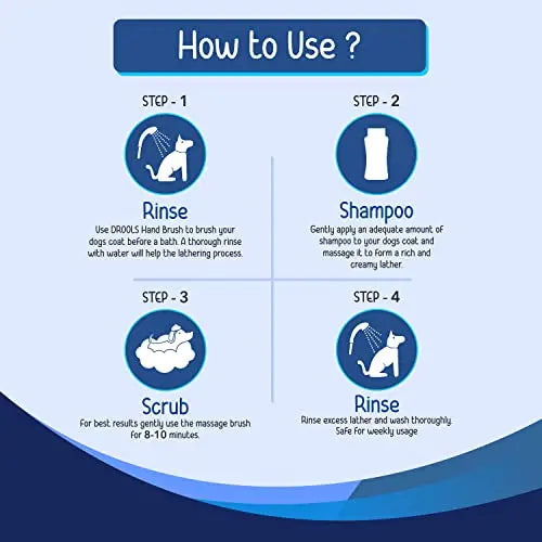 Drools Combo of Anti-Dandruff and Itch Shampoo for Dogs, 200ml with 1 Free Bathing and Grooming Hand Brush Drools