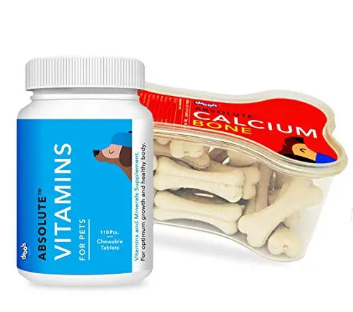 Drools Dog Supplements Combo of Vitamin Tablet - 110 Pcs and Calcium Bone Jar - 40 Pieces, 600g Drools