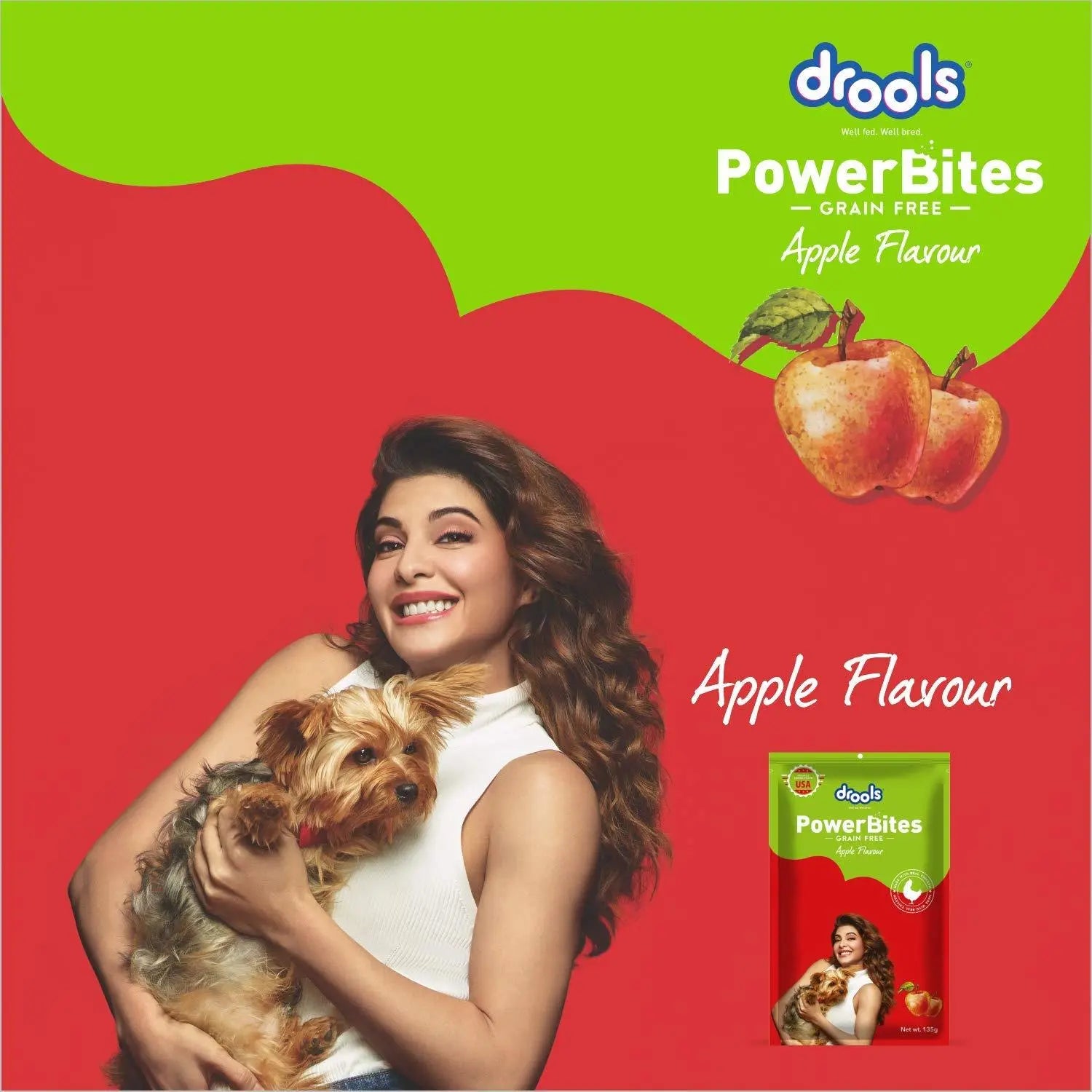 Drools Power Bites Apple Flavour, Real Chicken, Dog Treats pack of 3, 135 g Amanpetshop
