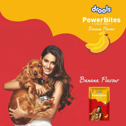 Drools Power Bites Banana Flavour, Real Chicken, Dog Treats pack of 3 135 g Amanpetshop