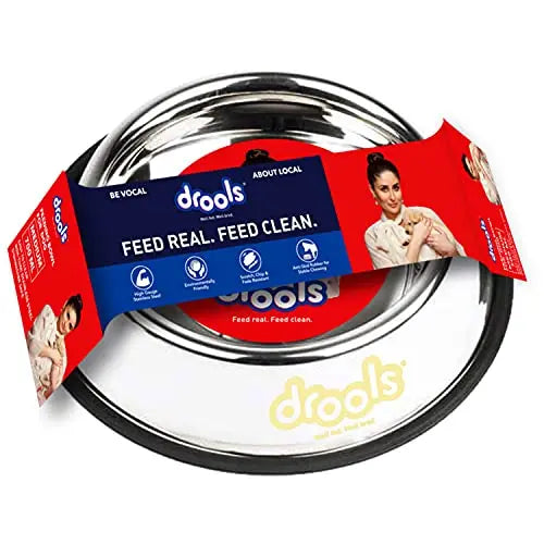 Drools Stainless Steel Dog Feeding Bowl Medium, 700ml Drools