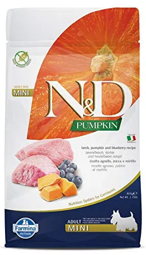 FARMINA N&D Pumpkin Dry Dog Food, Grain-Free, Adult Mini Breed, 0.8-kg, Lamb and Blueberry FARMINA PET FOODS