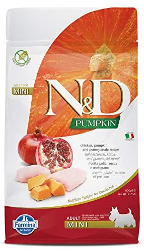 FARMINA PET FOODS N&D Pumpkin Dry Dog Food, Grain-Free, Adult Mini Breed, 0.8-kg, Chicken and Pomegranate (Pack of 1) FARMINA PET FOODS
