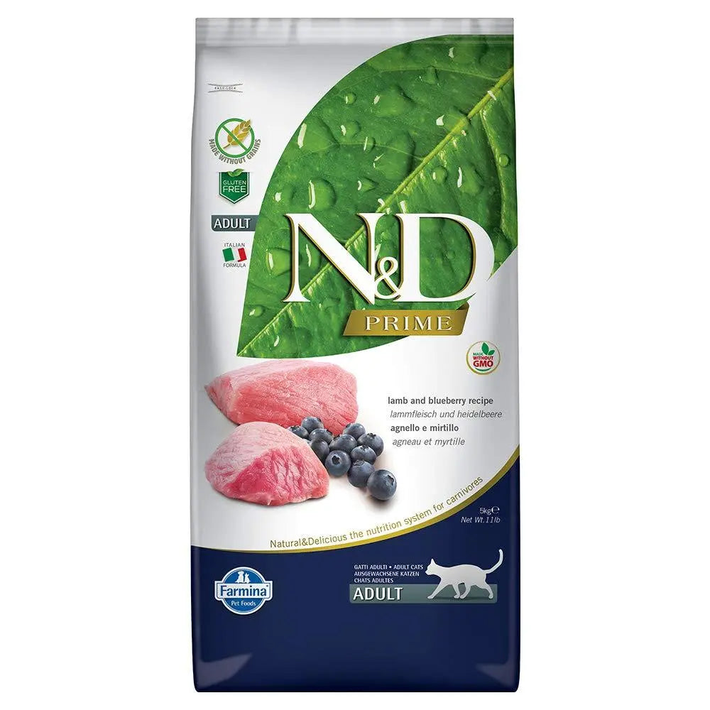 Farmina N&D Grain Free Lamb and Blueberry Adult Cat Food, 5 kg Amanpetshop