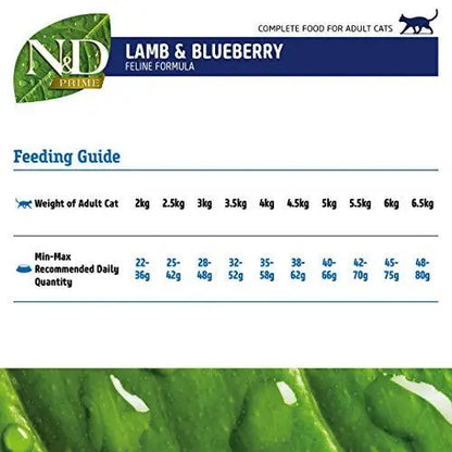Farmina N&D Prime Dry Cat Food, Adult, Grain-Free, 0.3-kg, Lamb and Blueberry Amanpetshop