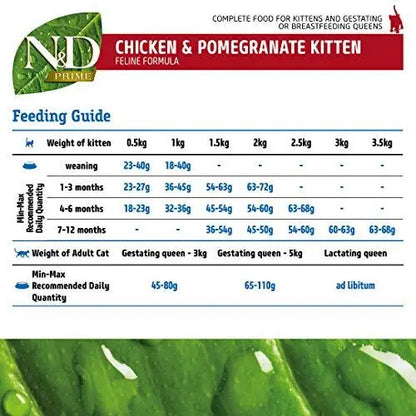 Farmina N&D Prime Dry Cat Food, Kitten, Grain-Free, 1.5kg, Chicken and Pomegranate Amanpetshop