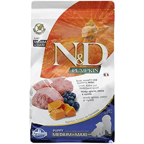 Farmina N&D Pumpkin Lamb & Blueberry Grain Free Medium & Maxi Breed Puppy Food - 12Kg Amanpetshop