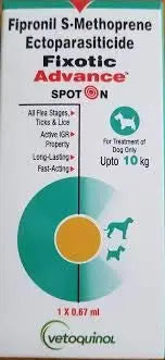 Fixotic Advance Spot On Upto 10kg. 0.67ml (Pack of 2) AKC