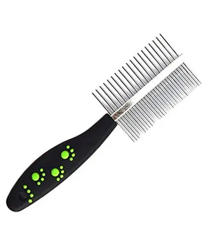 Foodie Puppies Paw Print Handle Double Side Steel Needles Dog Comb Pet Rake Comb Hairbrush Grooming for Dogs Cat Cleaning Supplies - Color May Vary Foodie Puppies