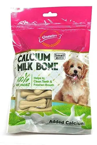 Gnawlers Calcium Milk Bone Dog Treat ( Small 30pcs ) with Calcium Milk Stick 270gm Amanpetshop