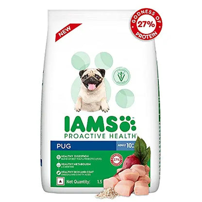 IAMS_MARS Proactive Health for Adult (1.5+ Years) Pug Premium Dry Dog Food, 1.5 Kg, Brown Amanpetshop