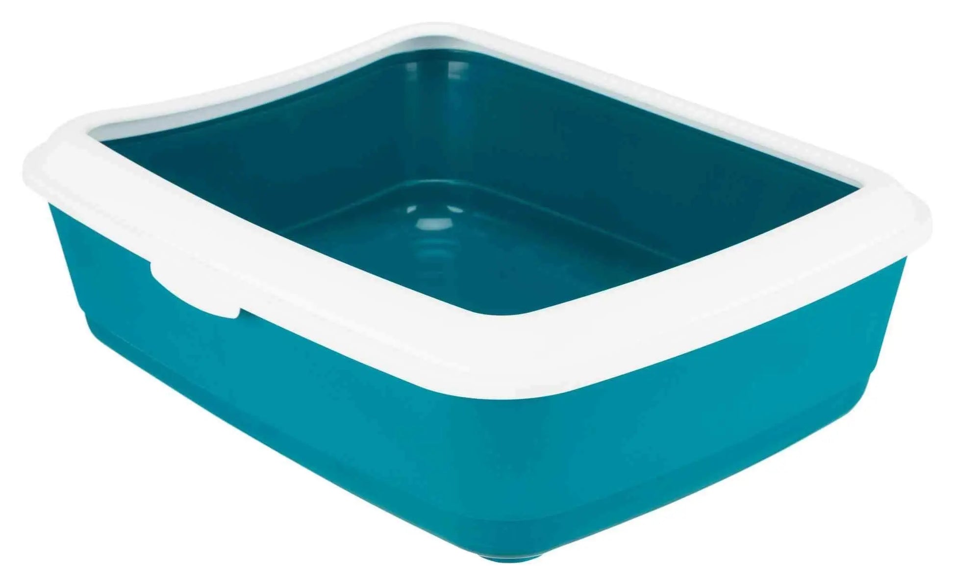 Jacky Treats Classic Cat Litter Tray with Rim (Petrol/White, 20-inch) Amanpetshop