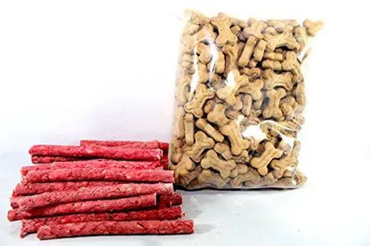 Jacky Treats-Combo Puppy Bone Biscuit 1kg And Mutton munchy  450gm Jacky Treats