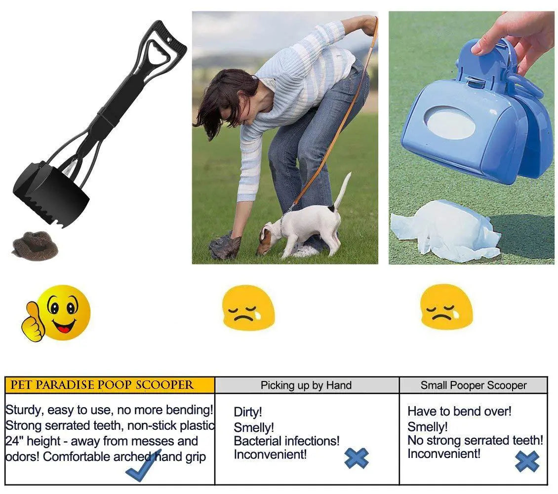 Jacky Treats Jaw Clamp Poop Litter Scooper 26 Inch for Large