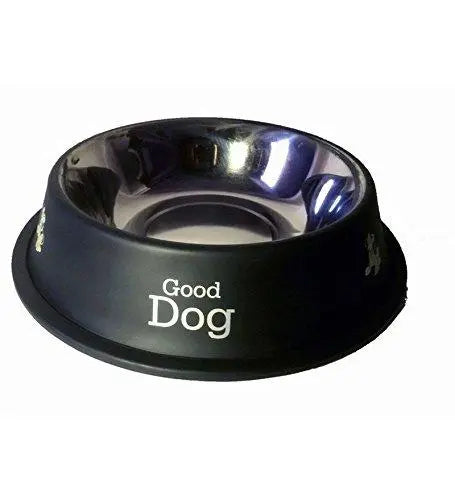 Jacky Treats Stainless Steel Dog Food Bowl 460Ml- Black PET CLUB51