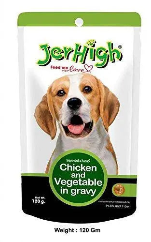 Jerhigh Chicken and Vegetable in Gravy 120 g (Pack of Four) Amanpetshop