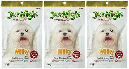 Jerhigh Dog Snacks Milky Stick Chicken Meat 70g Plus Vitamin Calcium (Pack of 3) Amanpetshop