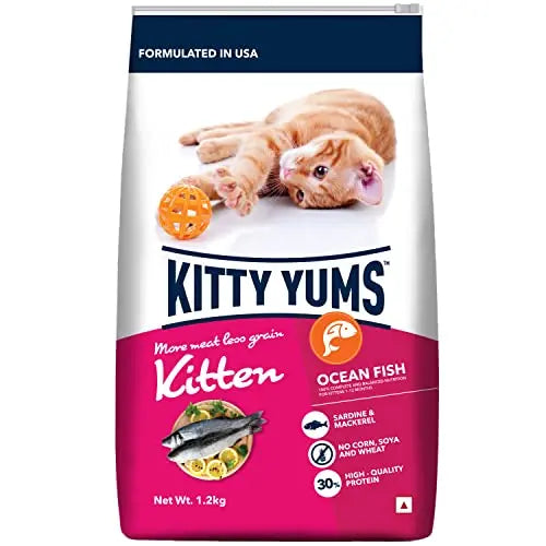 Kitty Yums Kitten(1-12 Months) Dry Cat Food, Ocean Fish, 1.2kg Amanpetshop