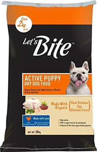 Let's Bite Active Puppy Dog Food, 10kg (2kg Extra Free Inside) Amanpetshop