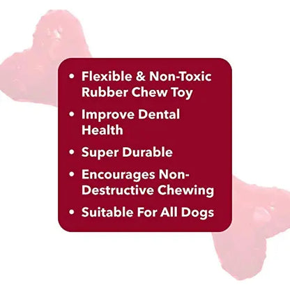 Meat Up Non-Toxic Rubber Dog Chew Bone Toy, Puppy/Dog Teething Toy (Medium) - 5 inches Meat Up