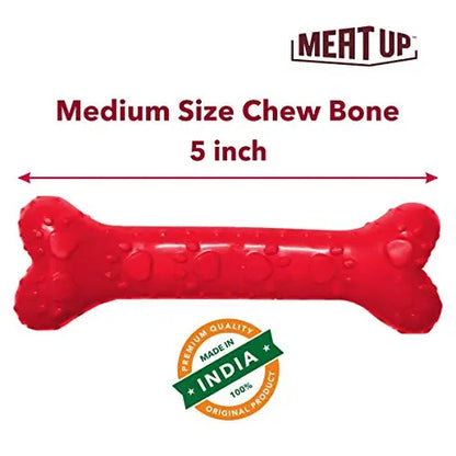 Meat Up Non-Toxic Rubber Dog Chew Bone Toy, Puppy/Dog Teething Toy (Medium) - 5 inches Meat Up