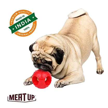 Meat Up Non-Toxic Rubber Hole Ball Chew Toy, Puppy/Dog Teething Toy - 3 inches Amanpetshop