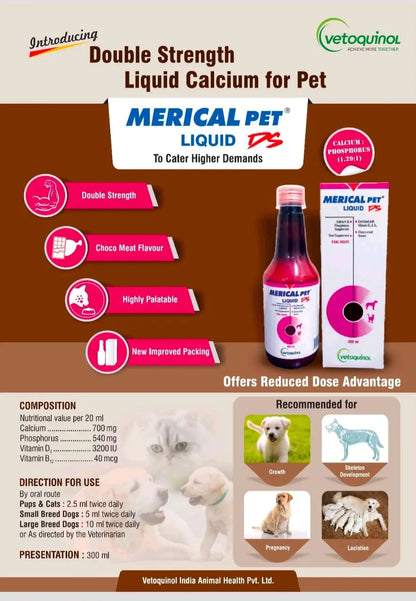 Merical Liquid Calcium  For Dogs -300ml Amanpetshop-