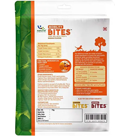 Natural Remedies Mobility Bites, Joint Wellness Treats, Banana Flavour, 75gm x 2 (Pack of 2 Treats) Amanpetshop