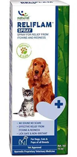 Natural Remedies Reliflam Spray for Itching and Redness for Dogs & Cats of All Breeds, 75ml Natural Remedies