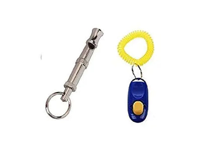 PSK Dog Combo Training Kit - Clicker with Wrist Strap + Training Whistle (Color May Vary) Plastic Training Aid for Dog PSK