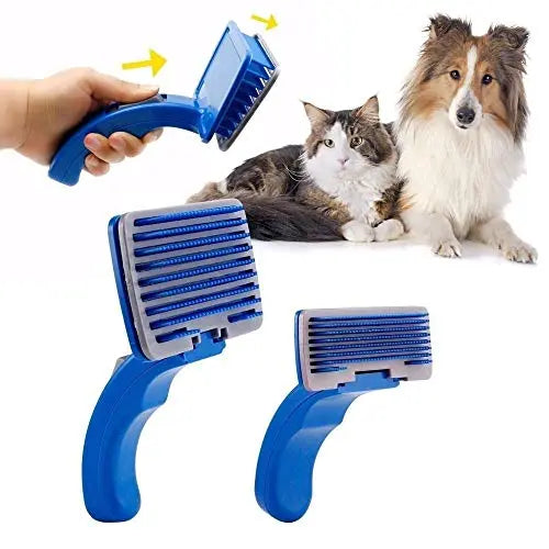 PSK PET MART Dogs/Cats Grooming and Deshedding Combo Pack Plastic Slicker Brush and Hair Massager Groomer Glove f PSK PET MART