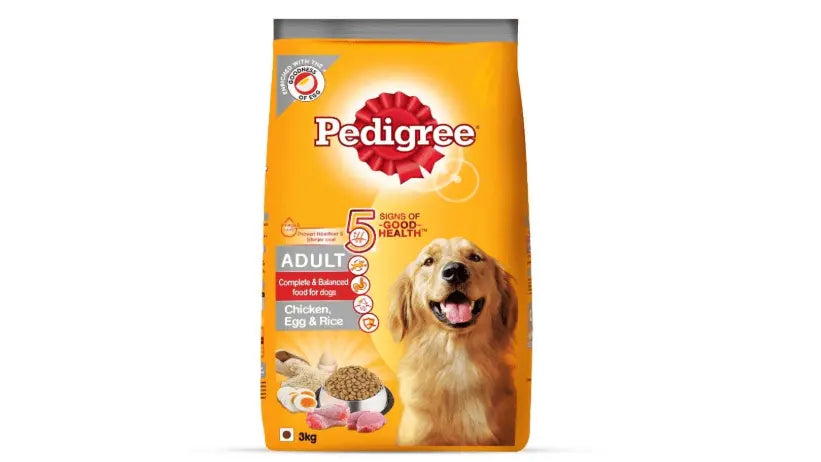 Pedigree Adult Dry Dog Food (High Protein Variant)  Chicken, Egg & Rice, 3 Kg Pack Amanpetshop-
