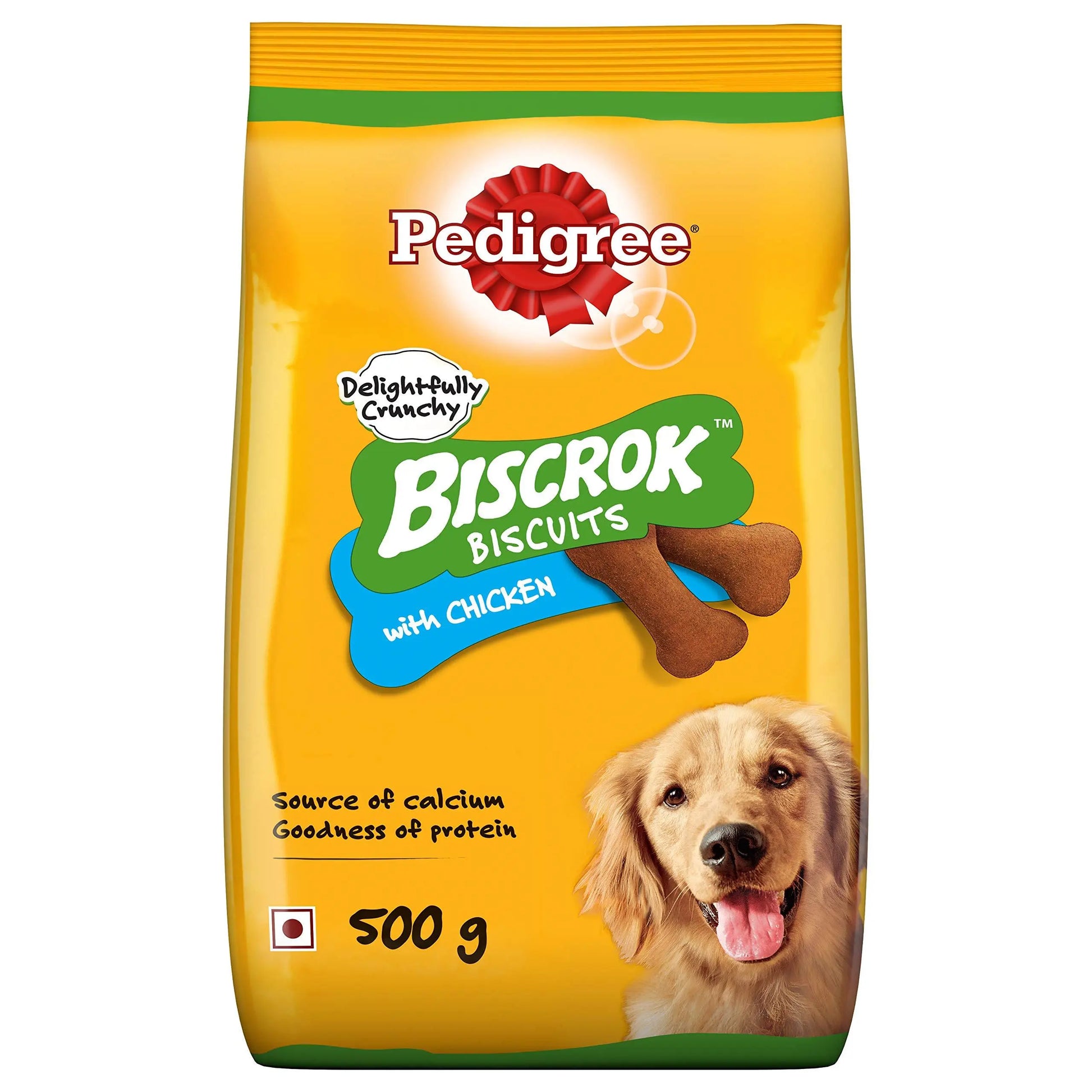 Pedigree Biscrok Biscuits Dog Treats (Above Months), Chicken Flavor, 500g (pack of 2)