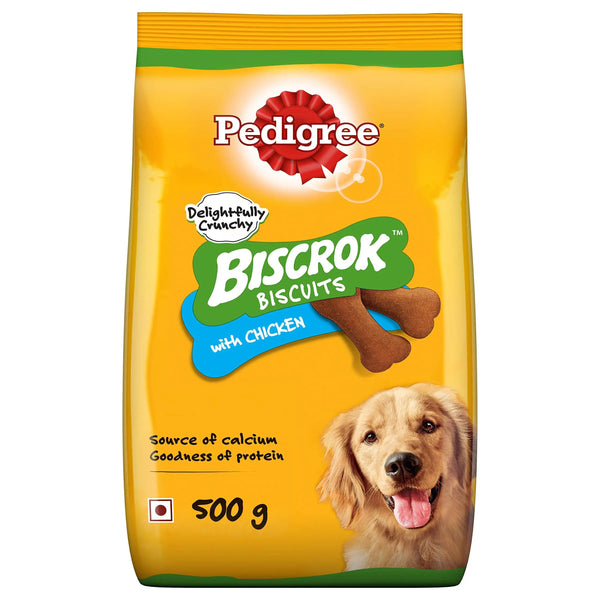 Pedigree Biscrok Biscuits Dog Treats (Above 4 Months), Chicken Flavor, 500g (pack of 2) Amanpetshop