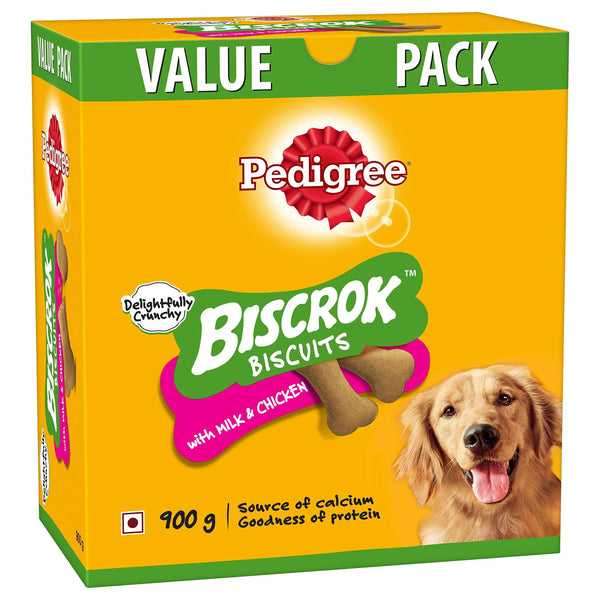 Pedigree Biscrok Biscuits Dog Treats (Above 4 Months), Milk and Chicken Flavor, 900g Amanpetshop