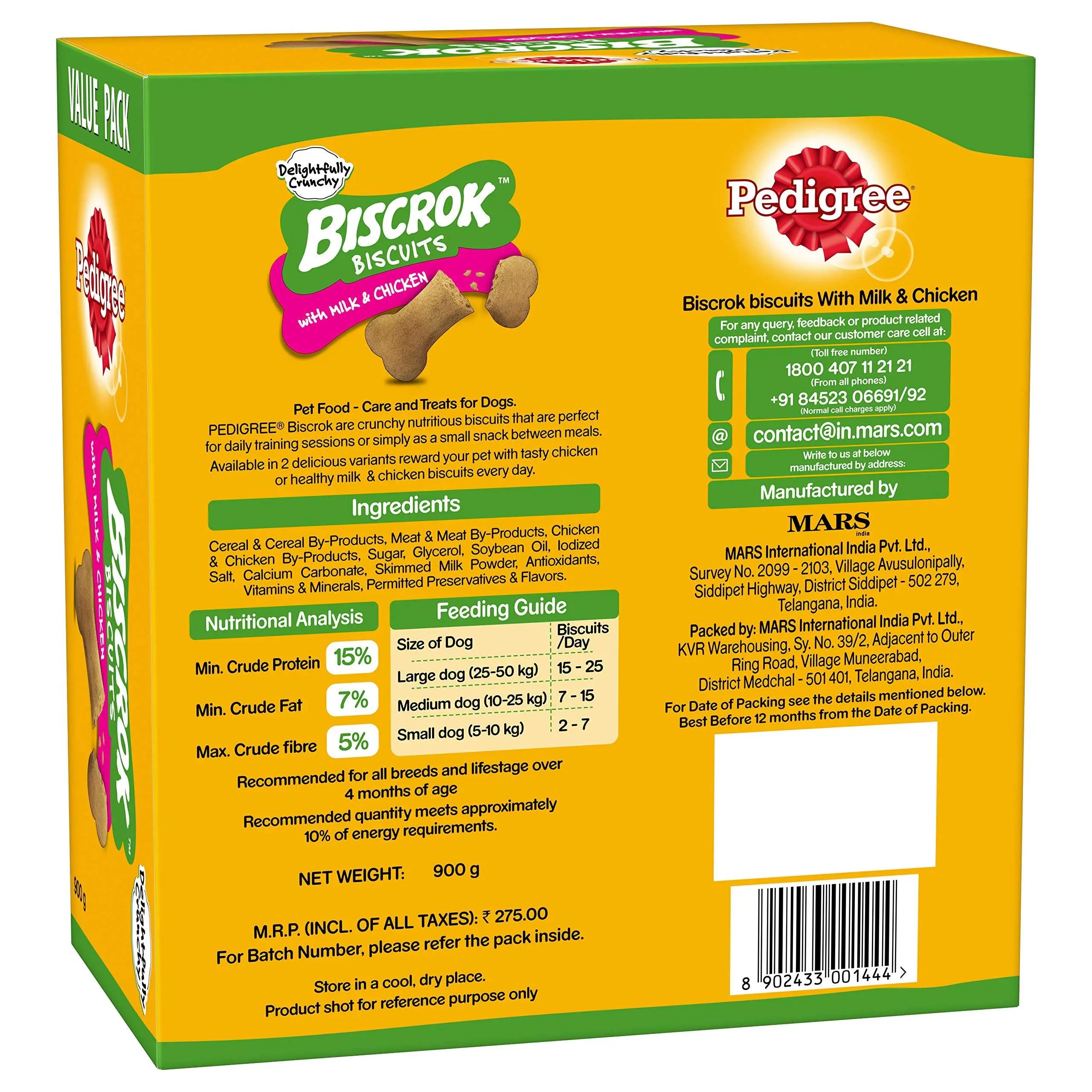 Pedigree Biscrok Biscuits Dog Treats Above 4 Months Milk and Amanpetshop