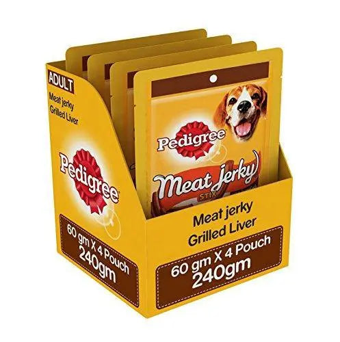 Pedigree Meat Jerky Stix Dog Treats, Grilled Liver, 60 g Pouch (Pack of 4) Pedigree