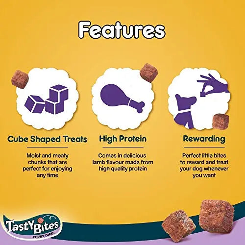 Pedigree Tasty Bites Chewy Cubes, Lamb Flavour- 12 pouches (12x50g) Pedigree