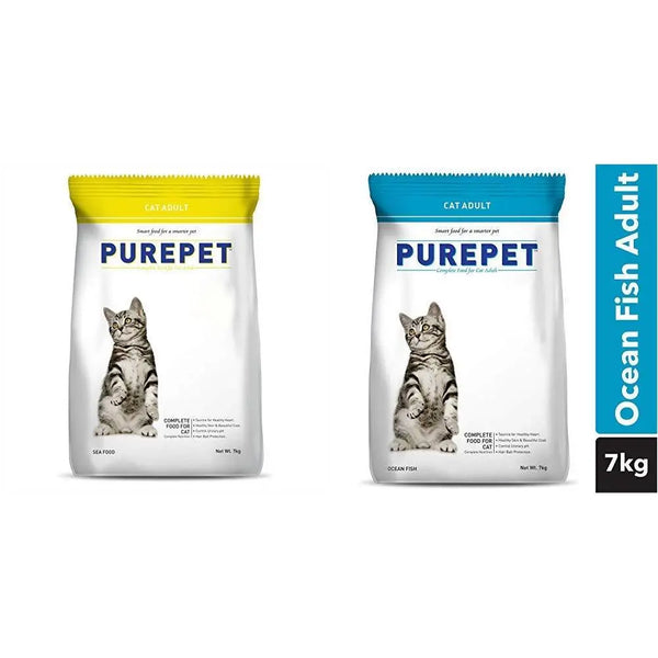 Purepet Adult Cat Food Combo of Sea Food, 7 kg & Ocean Fish, 7kg Amanpetshop