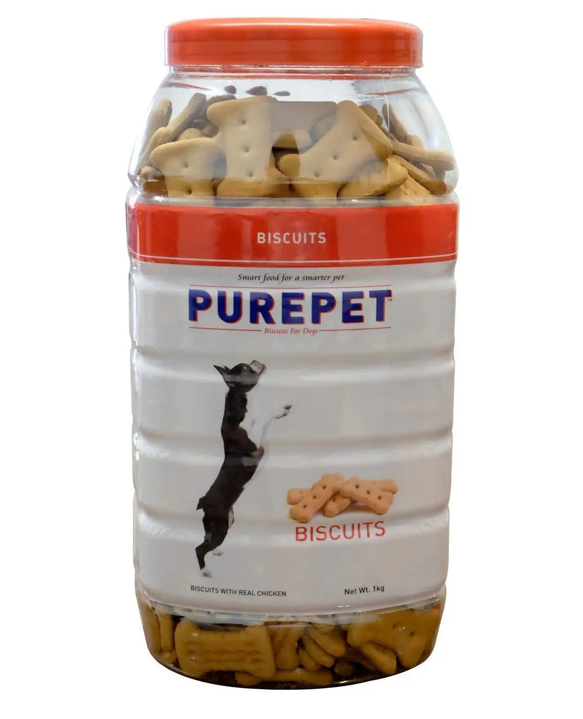 Purepet Chicken Flavour Real Chicken Biscuit Dog Treats Jar, 1kg Amanpetshop