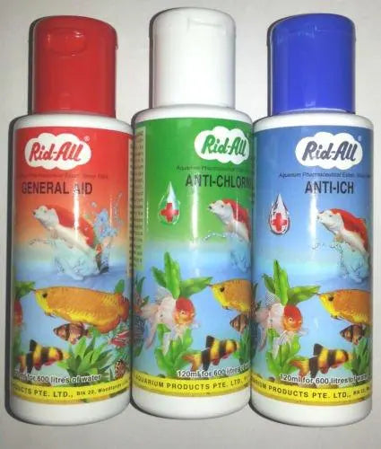 Rid All 3 In 1 Fish Medicine Pack 120Ml Each (Anti Chlorine, Anti Ich, General Aid) Rid All