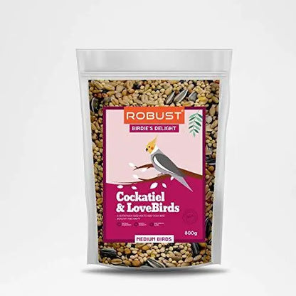 Robust Birdie's Delight | Nutritious Bird Food | for Cockateil & Lovebirds | Medium Birds | 800g Pack Amanpetshop